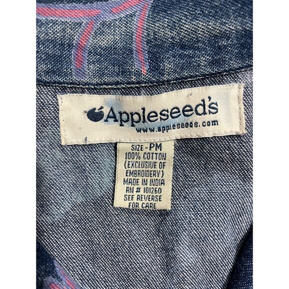 VTG Appleseed's Womens Size PM Petite Medium Floral Button Up Denim Jean Jacket - Picture 7 of 8